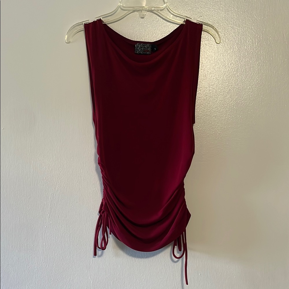 M Heart M Red Ruched Tank Top Blouse